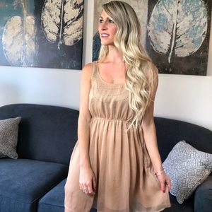 Pink Blush Chiffon Dress with Rhinestones